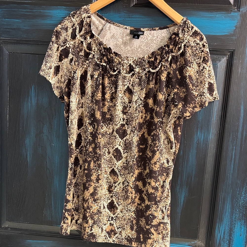 East 5th Brown and Tan Snake Print Blouse